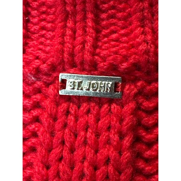 St. John Wool Red Knit Holiday Christmas Sweater Size M - Picture 7 of 11